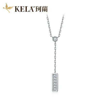 珂兰钻石 白18K金钻石项链女群镶钻石吊坠锁骨项链套链zs图片