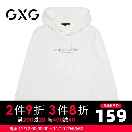 【新品】GXG男装 2022冬季潮流棋盘格字母印花男士连帽时尚卫衣商品大图