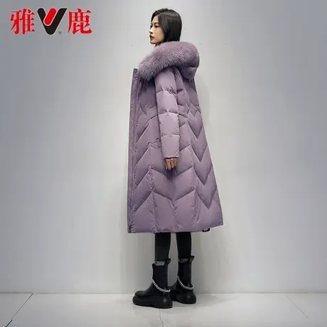 雅鹿羽绒服女中长款2022冬季新款保暖大狐狸毛领外套连帽加厚洋气商品大图