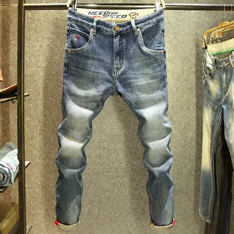 高品质耐磨弹力牛仔裤男修身小脚裤青年男装2023新款复古休闲长裤图片