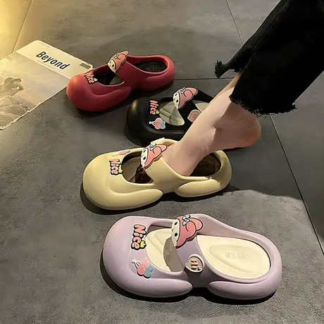 少女心可爱包头拖鞋女2025夏季新款沙滩外穿厚底防滑玛丽珍凉拖鞋商品大图