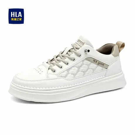 HLA/海澜之家男鞋新款春夏经典免系带压纹板鞋休闲百搭舒适小白鞋商品大图