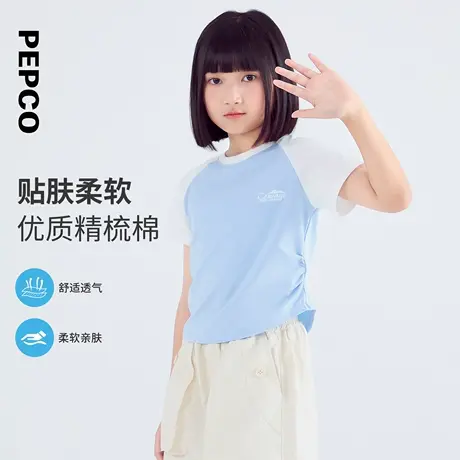 小猪班纳童装2025夏装新款儿童短袖T恤中大童女童圆领上衣女孩潮图片