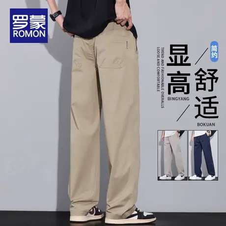 罗蒙男士休闲裤夏薄款直筒男裤夏季新款潮牌纯棉宽松百搭裤子男款图片