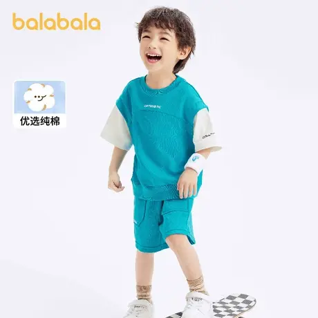 巴拉巴拉儿童套装夏装男大童短袖两件套纯棉童装运动亲子潮酷撞色图片