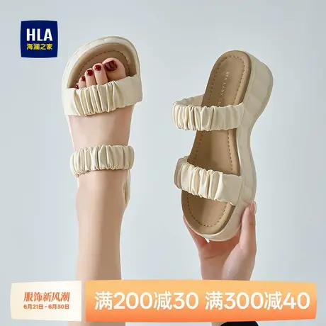 HLA/海澜之家厚底拖鞋女2024新款夏季外穿百搭沙滩软底一字凉拖鞋商品大图