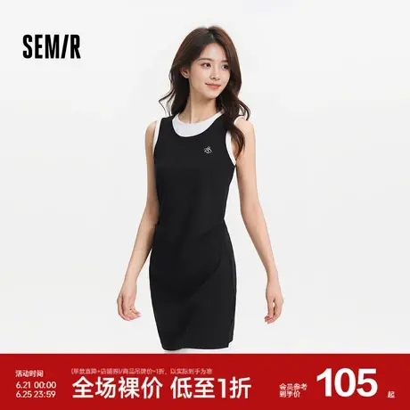森马连衣裙女假两件背心裙刺绣潮流2025新款夏小心机显瘦短裙百搭图片