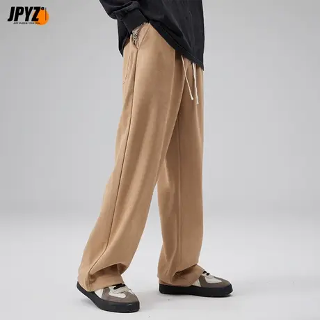 男生美式复古潮流直筒宽松百搭大码加肥加大学生运动抽绳阔腿长裤图片