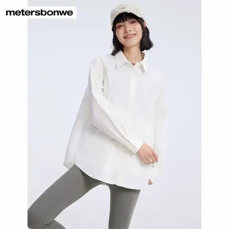 美特斯邦威衬衫女2025春季新款插肩袖长袖衬衫舒适耐磨纯色上衣女商品大图