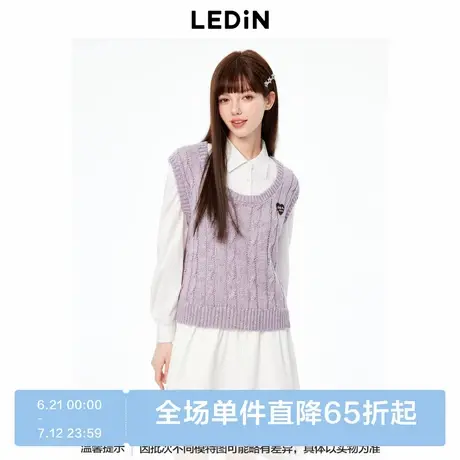 【商场同款】乐町花纱宽松线背心年秋季新款马甲C1EFE3307商品大图