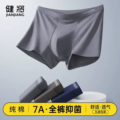健将男士内裤男款纯棉抗菌大码四角短裤衩男式宽松透气高端平角裤商品大图