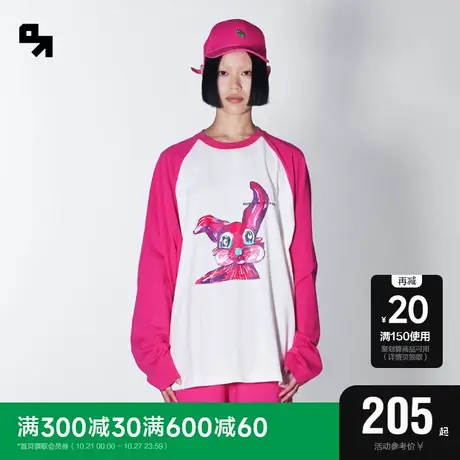 SEMIRPLUS长袖T恤男女同款情侣兔子2023新款秋季撞色插肩袖上衣图片