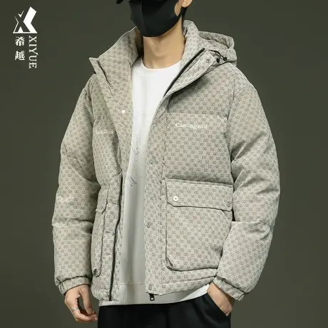 希越新款连帽羽绒棉衣男冬季痞帅男士宽松大码休闲短款棉服外套潮商品大图