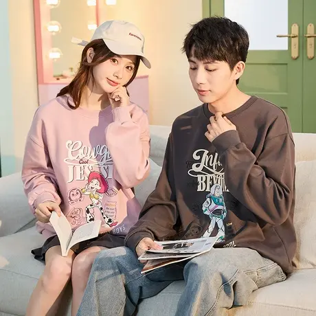 [玩具总动员]唐狮圆领情侣卫衣男春秋季青少年可爱情侣装女衣服图片