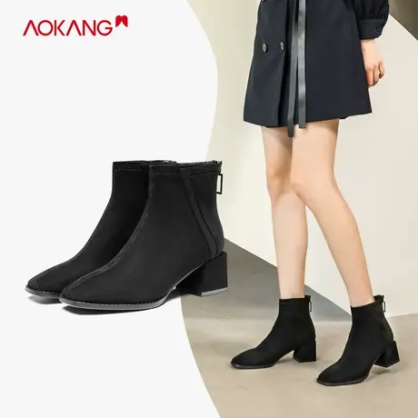 奥康女鞋 冬季气质女鞋粗跟增高时尚休闲鞋舒适女士休闲靴时装靴图片