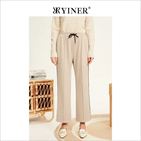 YINER音儿专选女装冬季松紧腰垂感莫代尔阔腿裤商品大图