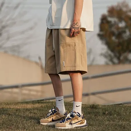 工装短裤男夏季薄款ins潮牌宽松五分裤潮流百搭休闲运动高街中裤商品大图