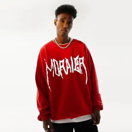 oversize套头大码字母美式卫衣潮牌男春秋款国潮加肥加大潮流上衣商品大图