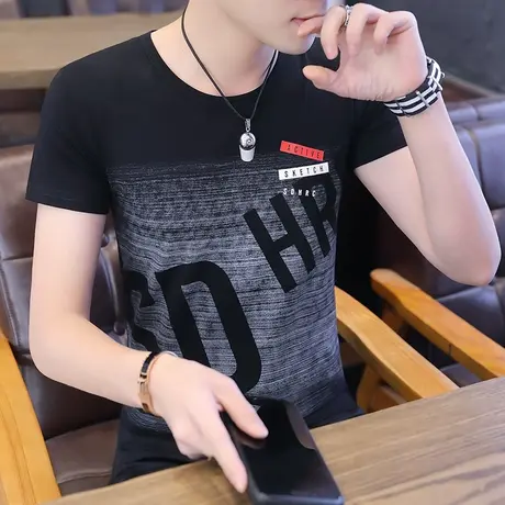 男士短袖t恤潮流韩版纯棉2023夏季新款男装丅体桖半袖上衣服潮牌商品大图