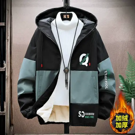 12青少年秋冬季加绒外套男孩13高中初中学生夹克15岁帅气大童秋装商品大图