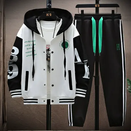 开衫卫衣男潮牌连帽男士运动套装春秋季新款青少年帅气百搭外套男商品大图