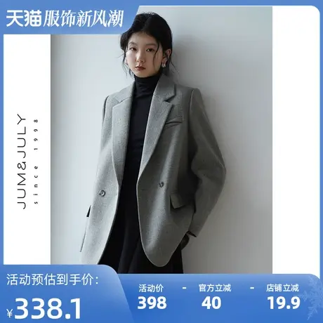 嘉茱莉2025年春季新款灰色西装外套女高级质感西服上衣设计感小众商品大图