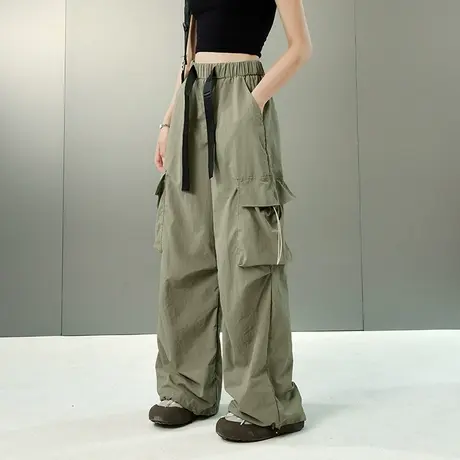 YEP美式复古工装裤女春秋纯色裤子阔腿裤2025新款宽松直筒休闲裤商品大图