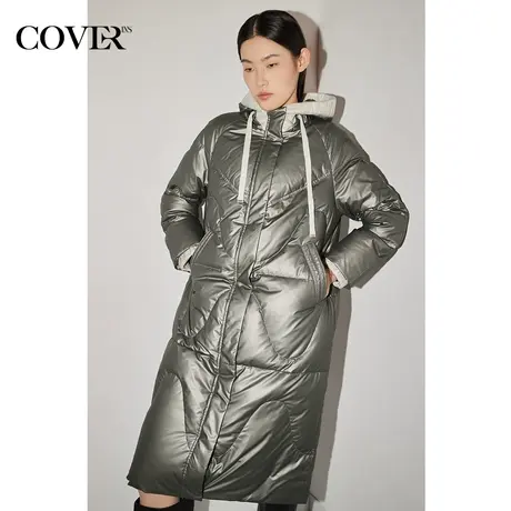 COVER冬季光泽感宽松微茧型白鸭绒羽绒服图片