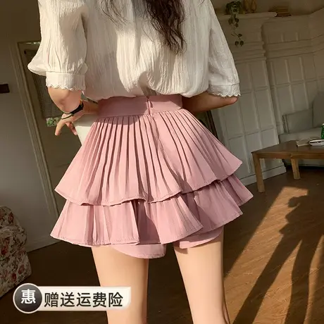 2023春夏新款纯欲性感蓬蓬裙半身裙小个子百褶蛋糕短裙裤女粉色裙图片