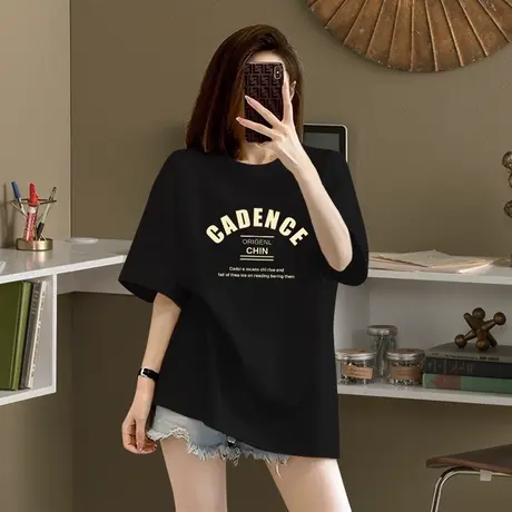 中长款短袖t恤女夏季新款宽松oversize设计感小众港味chic上衣潮图片