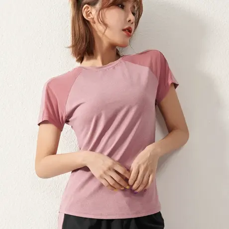瑜伽健身服女夏季薄款透气网孔修身短袖运动T恤训练跑步速干上衣商品大图