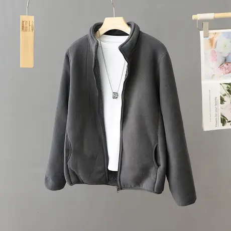 羊羔毛外套女秋冬季小个子高级感上衣加绒加厚美式开衫棒球服棉衣商品大图