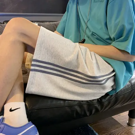 运动短裤女2021夏季薄款宽松高腰显瘦直筒休闲阔腿五分中裤潮ins商品大图