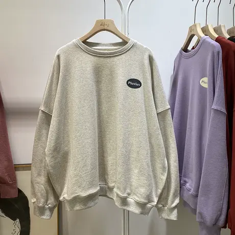 卫衣女潮ins春秋薄款宽松韩版显瘦长袖休闲无帽上衣oversize外套商品大图