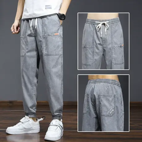 痞帅青少年工装裤男士束脚宽松九分休闲裤子夏季薄款夏天2024新款商品大图