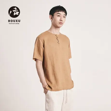 后序【纯亚麻系列】新中式国风短袖T恤男宽松夏季唐装男盘扣上衣图片