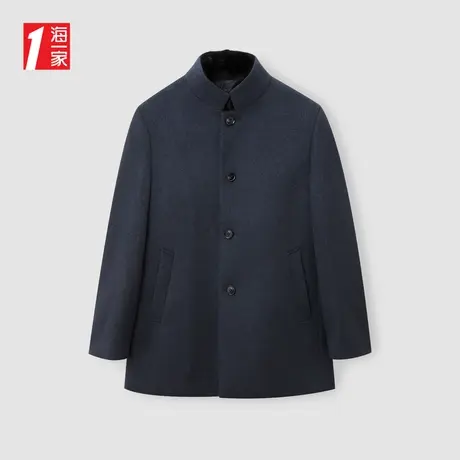 海一家保暖带毛领立领外套2023冬季新款商务休闲中年男士大衣图片