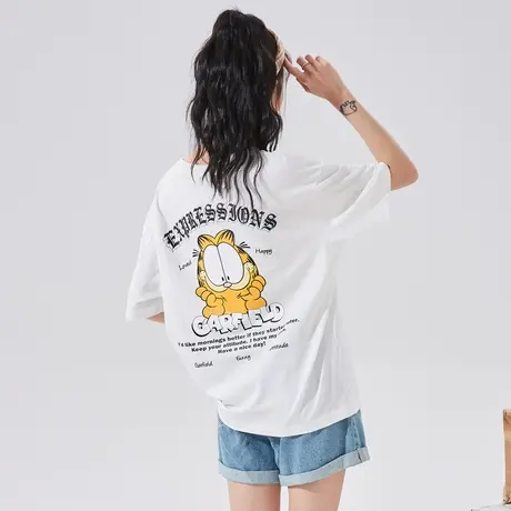 唐狮卡通印花T恤夏新款短袖女宽松休闲半袖设计感小众上衣潮图片