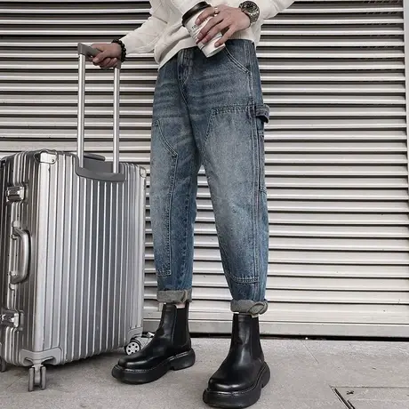 2023牛仔裤男春季高街宽松直筒裤子ins潮牌秋冬款百搭潮流休闲图片