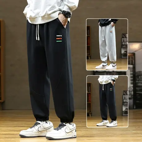 男生2024新款潮牌束脚大码休闲裤子运动春季男装高端痞帅美式卫裤商品大图