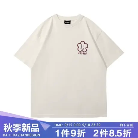 INS风可爱简约花朵半袖男韩系气质百搭小众全棉百搭情侣装短袖女商品大图