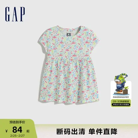 【断码优惠】Gap女幼童春夏洋气碎花连衣裙儿童装纯棉短袖536561商品大图