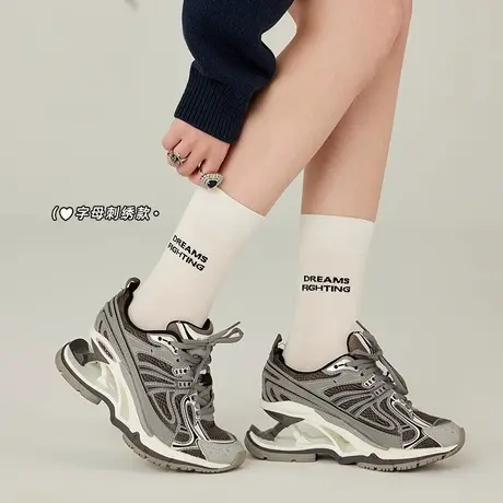 袜子女秋冬棉质搭配指南简约风中筒袜时尚加厚小众风保暖堆堆袜潮商品大图