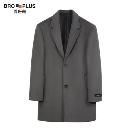 胖哥哥冬季新款加肥加大外套男商务休闲宽松加厚中长款羊毛呢大衣商品大图