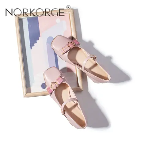 文艺粉紫色玛丽珍单鞋图片