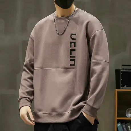 2023新款秋季高级感潮牌长袖上衣服秋天男生宽松重磅圆领卫衣秋装图片