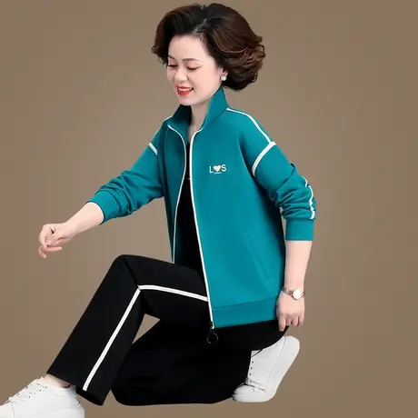 休闲运动服套装女春秋2023年新款洋气中年妈妈藏肉显瘦外套三件套图片
