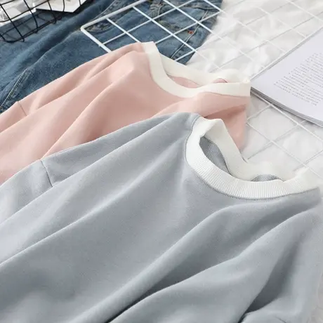 假两件卫衣女宽松韩版学生百搭2020年秋冬季套头圆领长袖打底上衣图片