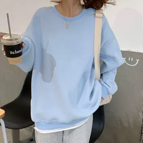 2023年卫衣女盐系黄色外套女春秋薄款学生潮ins慵懒风bf宽松韩版图片