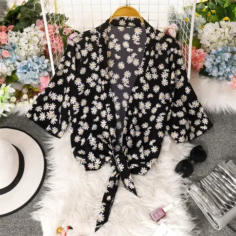 防晒衬衫女春夏季设计感小众宽松薄款小个子中袖开衫上衣外套图片